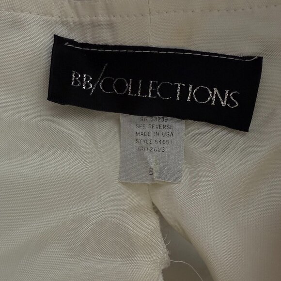 BB Collections Blk white Off Shoulder Crepe Twisted Front Taffeta Gown Dress 8 - Picture 7 of 7